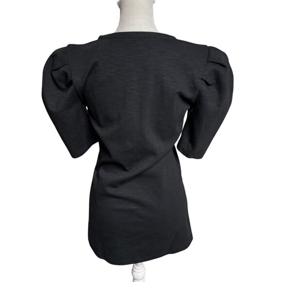 Free People Ellery Puff Sleeve Blouse NWT Black M - Picture 3 of 12